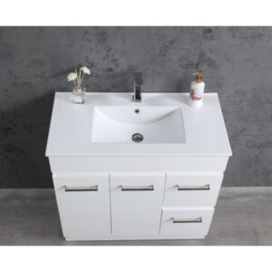 Metis Vanity Cabinet Ceramic Top 900mm Right Hand Drawers