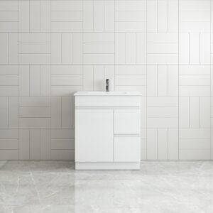 Vogue Thebe Compact Gloss White Vanity Unit 750mm x 360mm Right Hand Draw 1TH VC Compact Top Fingerpull v/unit