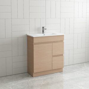 Vogue Thebe Compact Soft Oak Vanity Unit 750mm x 360mm Right Hand Draw 1TH VC Compact Top Fingerpull v/unit