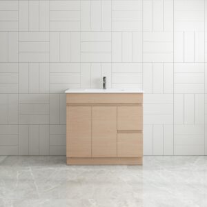Vogue Thebe Compact Soft Oak Vanity Unit 900mm x 360mm Right Hand Draw 1TH VC Compact Top Fingerpull v/unit