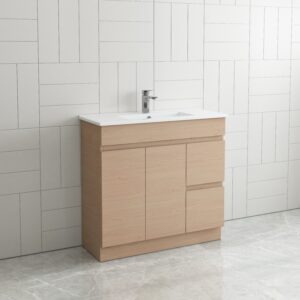 Thebe Compact Floor Mount White and Oak