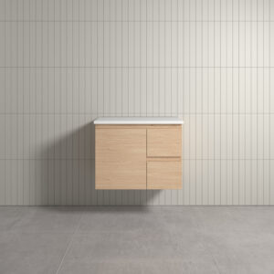 Vogue Thebe Wall Hung Soft Oak Vanity Unit 750mm Alto Marble Stone Top