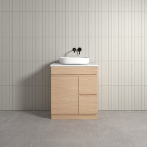 Thebe Floor Mount Soft Oak Vanity With Alto Marble Stone Top 750mm