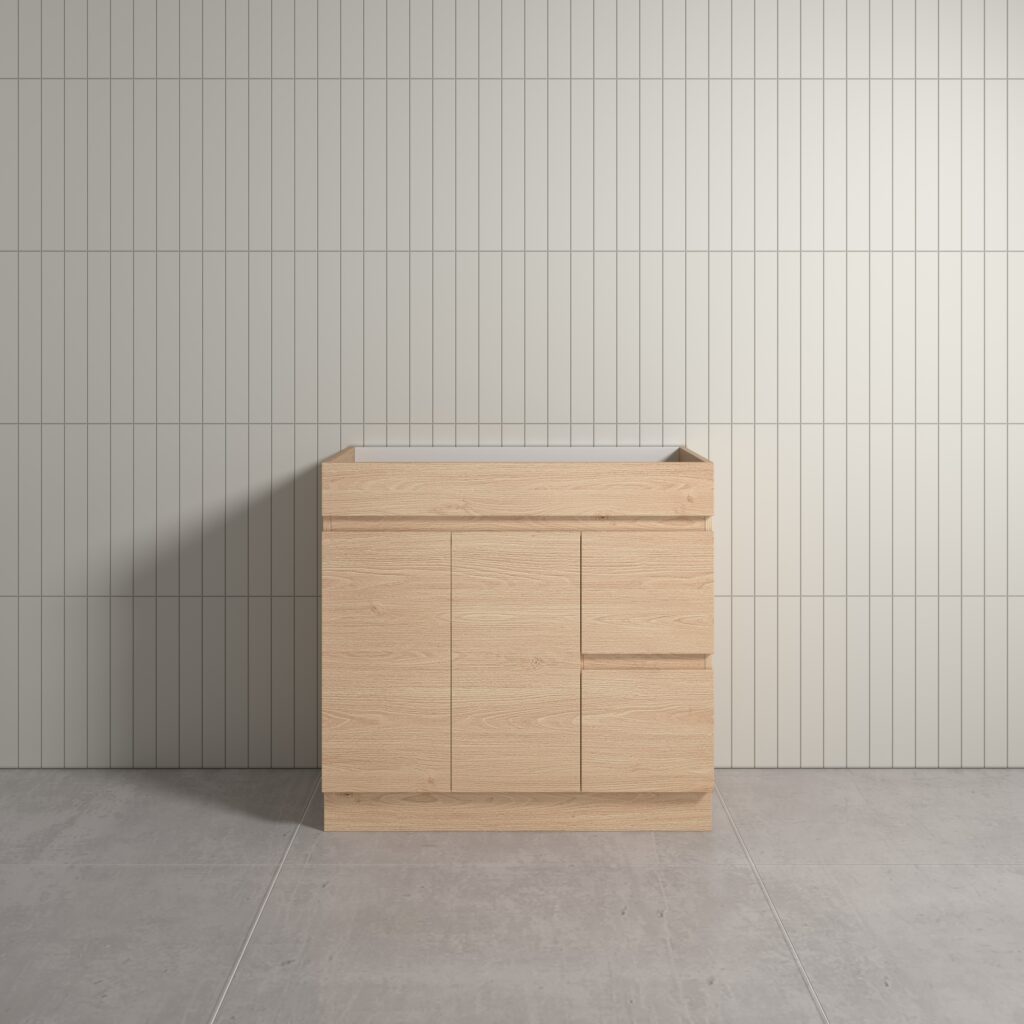 Thebe Floor Mount Cabinet Only Oak-900mm Right Hand Drawer - Cob And Pen