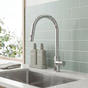 Artline Chrome Sink Mixer Cold Start Vegie Spray Pull Out 450mm High Gooseneck Lead Free