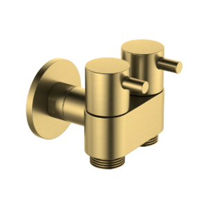 Dual Cistern Stop Suit Bidet Shattaf Brushed Gold Loose Nut 1/4 Turn Pin Lever 304 Stainless Steel