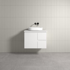 Vogue Thebe Wall Hung Gloss White Vanity 750mm Right Hand Drawer Cabinet  Alto Marble Stone Top
