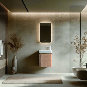 Harrow Wall Hung Ensuite Vanity Unit Real Oak Finger Pull Cabinet